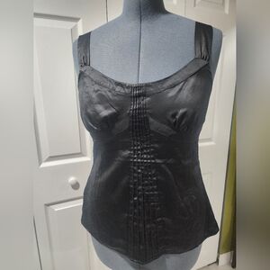 LOFT, black,satin top, size 10